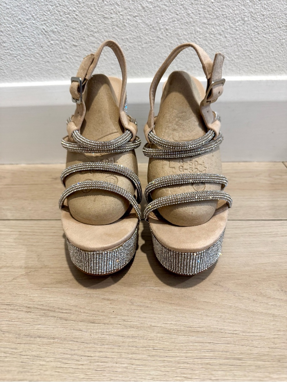 Fashion Nova Silver Rhinestone Platform Heels - Picture 6 of 8